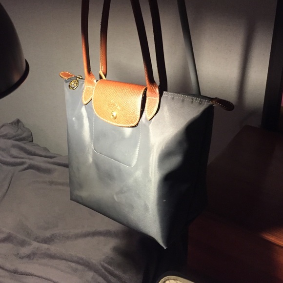 Longchamp Gunmetal le pliage sm tote handbag gray