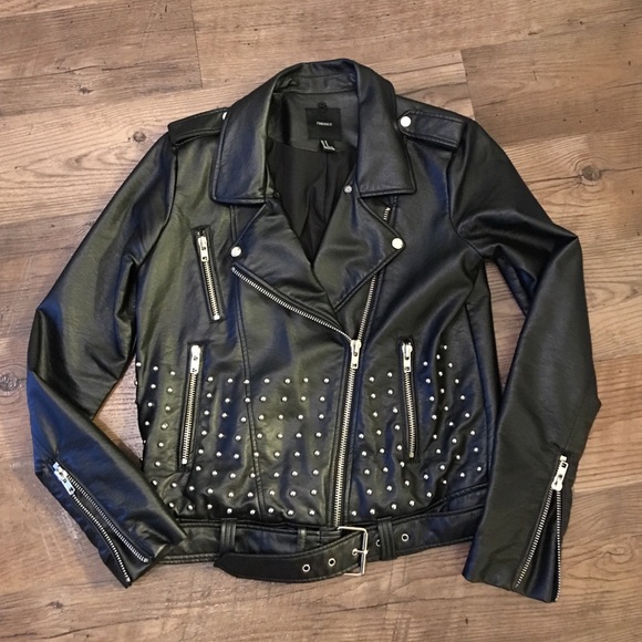 Studded Faux Leather Jacket