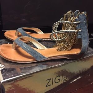 Todiefor Denim Gladiator Light Blue Jean Sandals