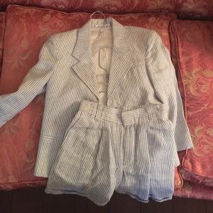 Boys linen baby blue pinstripe suite