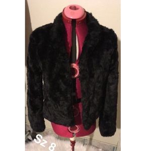 Black faux fur coat