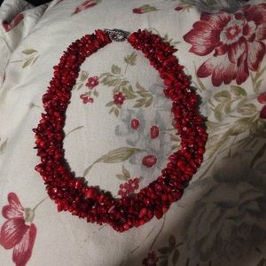 Red statement necklace
