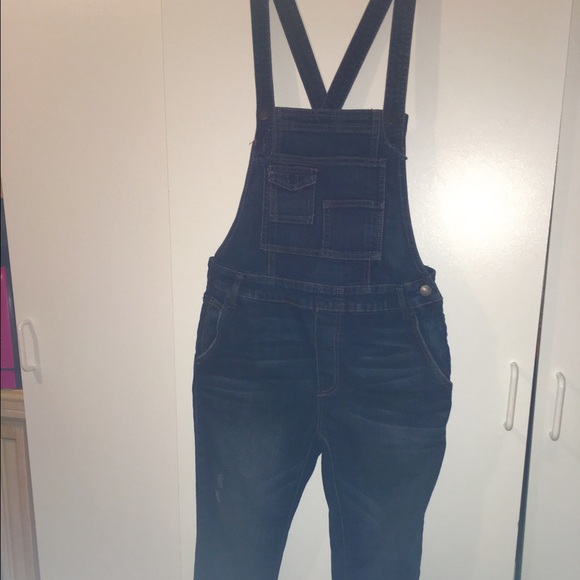 Washed denim overall