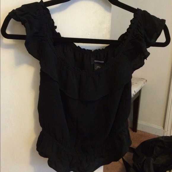 Black ruffle blouse
