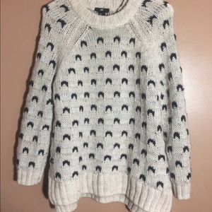 Oatmeal and black chunky knit tunic sweater