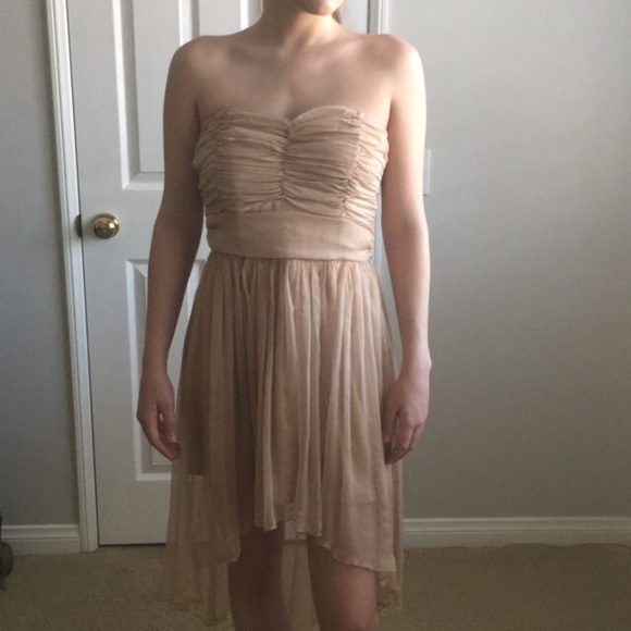 Cream strapless high low dress