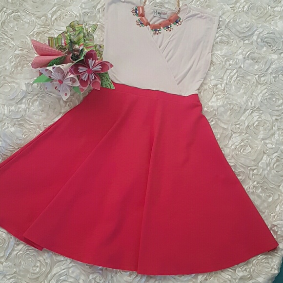 Pink-white maternity breastfeeding skater dress