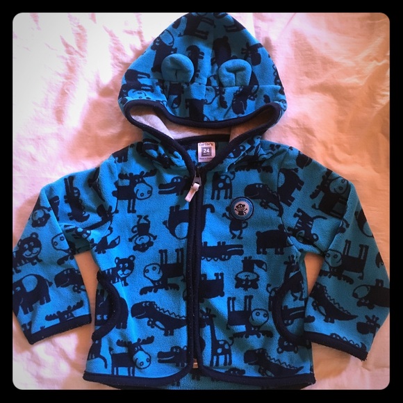 Fleece zip up hoodie with ears on hood