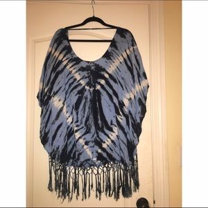 Blue tie dye Poncho