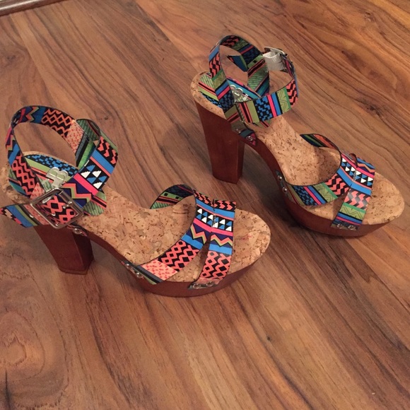 Aztec print heels