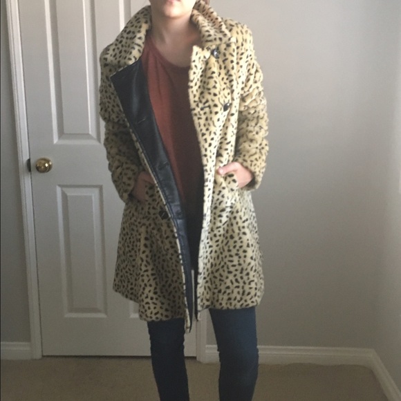 Furry cheetah print coat