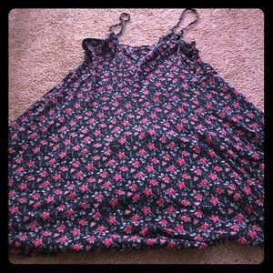 Floral cotton spaghetti strap dress (plus)