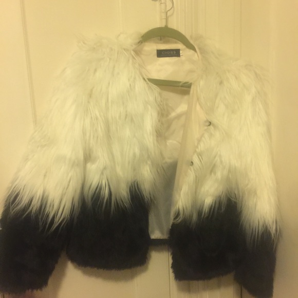 PREHOLIDAY SALE White/Black Faux Fur Jacket Trendy