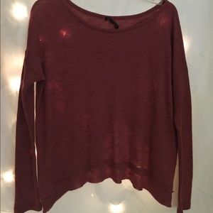 American Eagle Flowy Long Sleeve Burgundy Top