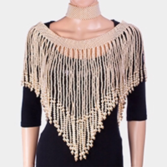 2 Piece Pearl Fringe Bib Top