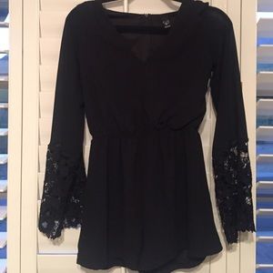 Black long sleeve romper