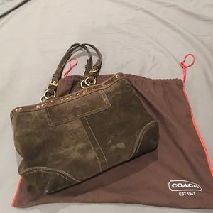 Coach- Brown Suede purse with dust bag.
