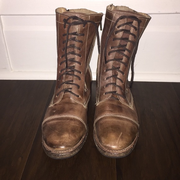 BED STU Brown Leather Motorcycle Boots