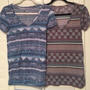 Two printed v neck tees