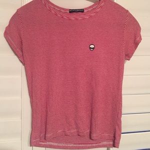 Red and white striped brandy tee