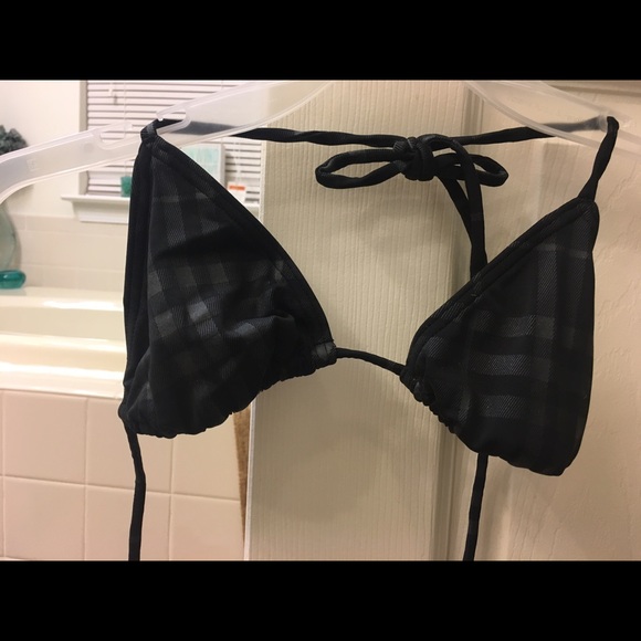 Auth Burberry black and gray nova stripe bikini