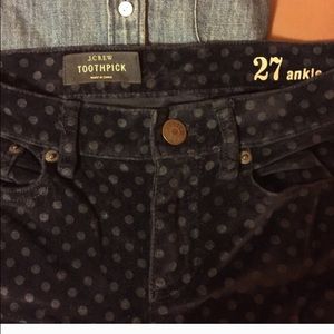 J Crew ankle skinny polka dot pants.