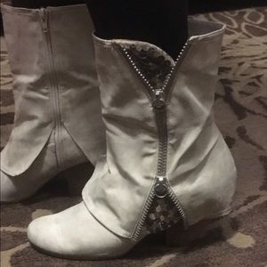 White sequin boots