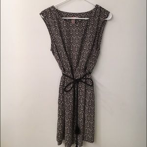 Forever 21 Black/Cream Dress with Tassel Tie