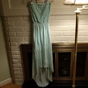 Spring Halter Dress Light Green w/crocheted top