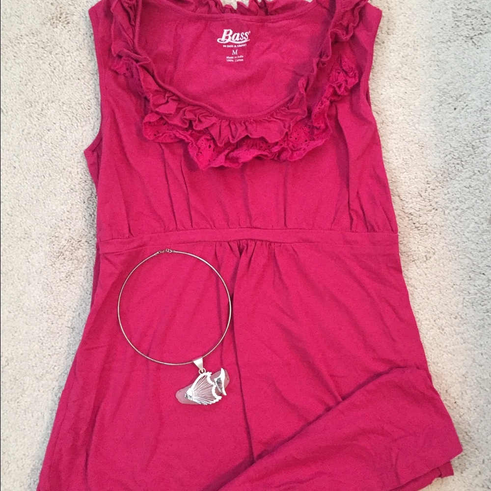 Dark pink dress with ruffle detail