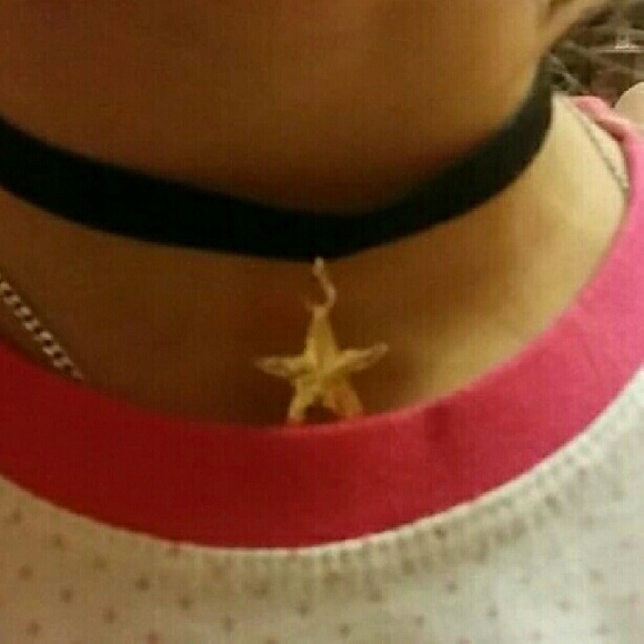 Goth Black Velvet Ribbon  Star chokers - Picture 2 of 2