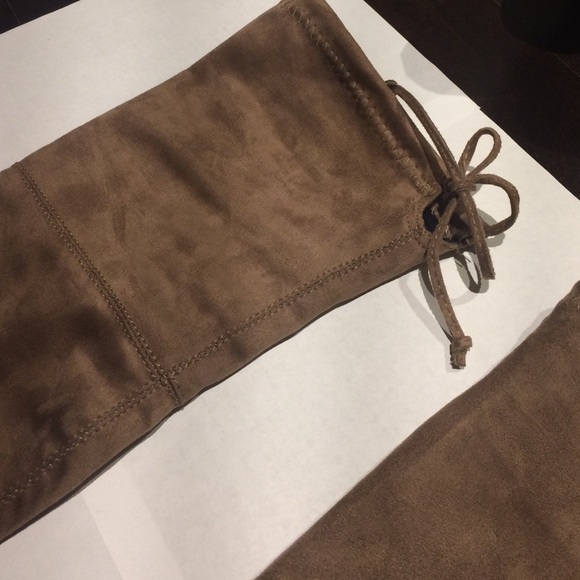 Taupe Faux Suede Over the Knee Boots - Picture 2 of 3