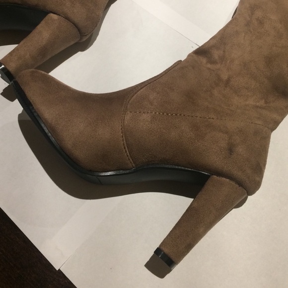 Taupe Faux Suede Over the Knee Boots - Picture 3 of 3