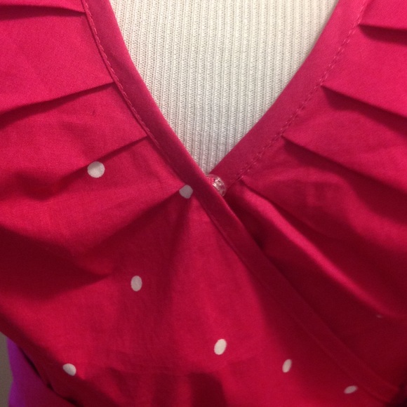 Express hot pink & white polka dot wrap top XS - Picture 4 of 4