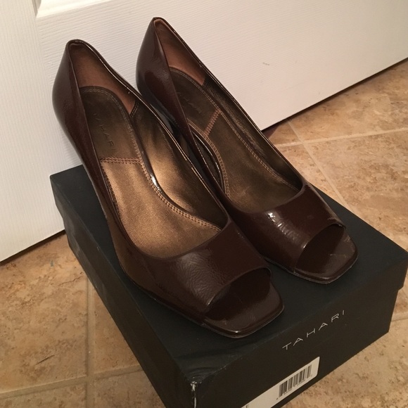 Tahari Shoes - Tahari peep toe heels in espresso