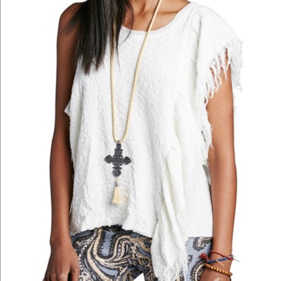 🆕 Free People Fringe Ivory Tank #003-16 - Picture 3 of 4