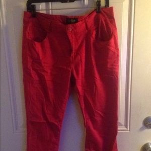 Bright pink skinny jeans