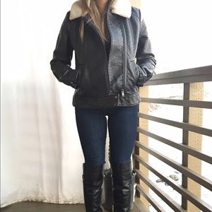 Shearling Leather Moto Jacket