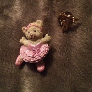 Teddy bear ballerina pin and guardian angel pin
