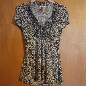 Leopard print ruffle top