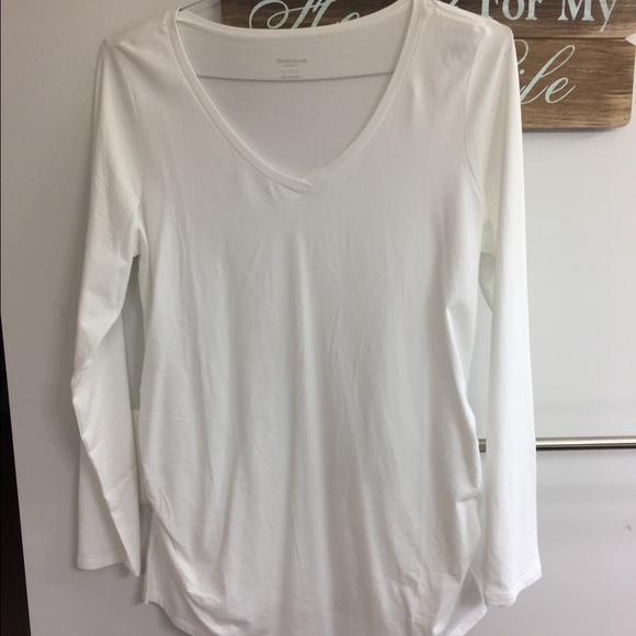 White V neck maternity tee