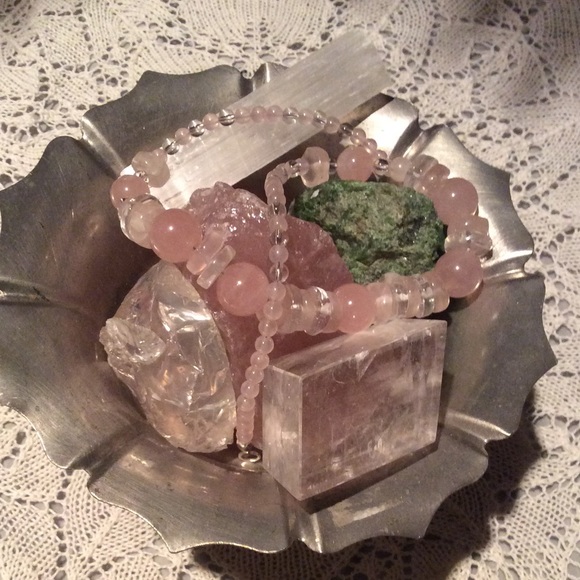 Rose & clear Quartz necklace ⭐️ sterling silver ⭐️ - Picture 4 of 6