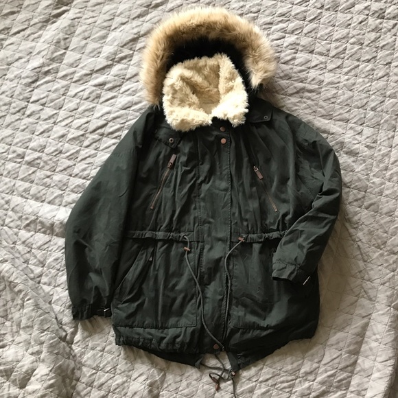 Green parka winter coat