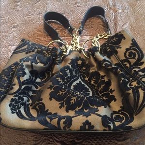 Beautiful Taupe and Black Velvet Purse