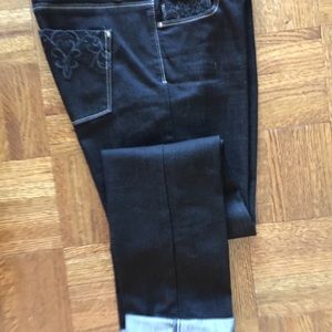 Straight leg dark blue jeans