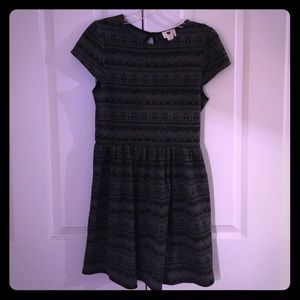 Black and gray dress with Christmas design