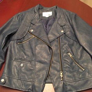 Faux Blue Leather Jacket