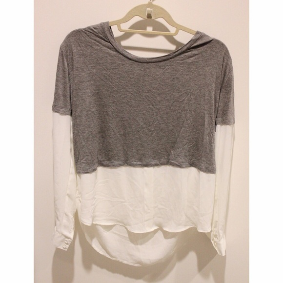 Two Tone Long Sleeve Blouse