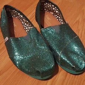 Womens turquoise  glitter toms