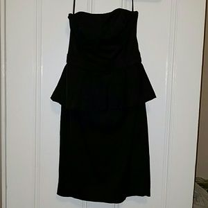 Black and White strapless peplum dress
